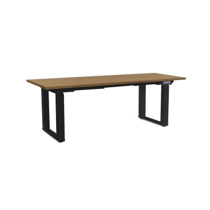 Výškově nastavitelný stůl OfficeTech Strong 200 x 80 cm, černá podnož, dub kamenný