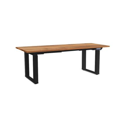 Výškově nastavitelný stůl OfficeTech Strong 200 x 80 cm, černá podnož, dub zlatý