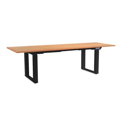 Výškově nastavitelný stůl OfficeTech Strong 240 x 80 cm, černá podnož, buk