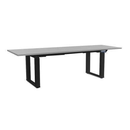 Výškově nastavitelný stůl OfficeTech Strong 240 x 80 cm, černá podnož, světle šedá