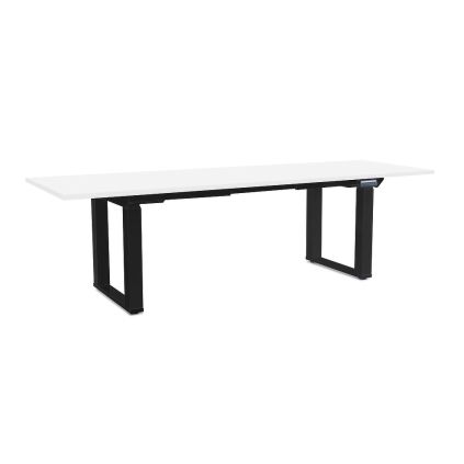 Výškově nastavitelný stůl OfficeTech Strong 240 x 80 cm, černá podnož, bílá