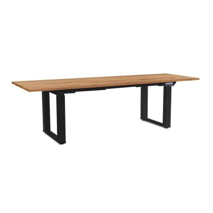 Výškově nastavitelný stůl OfficeTech Strong 240 x 80 cm, černá podnož, dub kraft