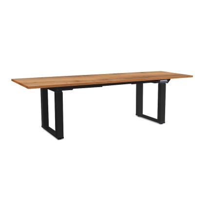 Výškově nastavitelný stůl OfficeTech Strong 240 x 80 cm, černá podnož, dub zlatý