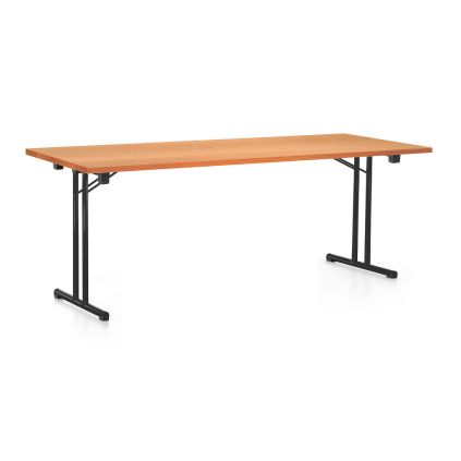 Skládací stůl 200 x 80 cm, černá podnož, buk