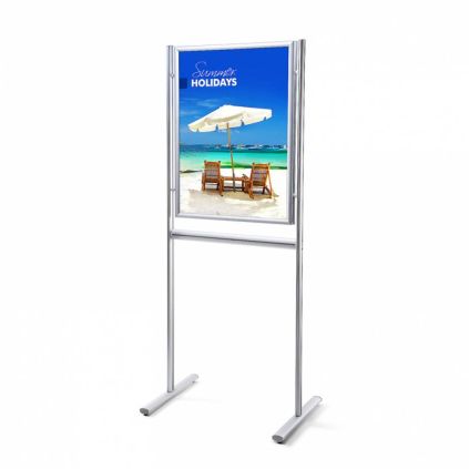 Infoboard s klaprámem A1, oboustranný, stříbrná