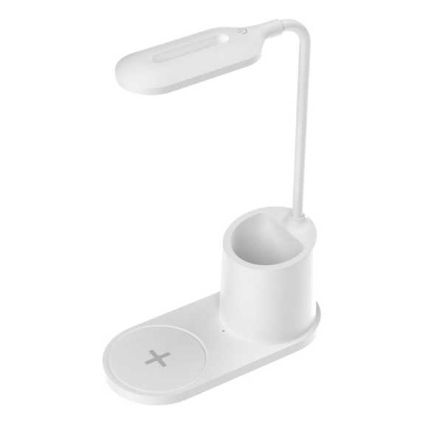 Stolní lampa Platinet 3 W, bezdrátové nabíjení, bílá