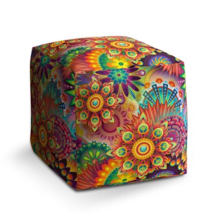 Taburet Cube barevné obrazce, barevná