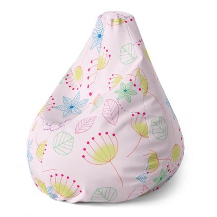Sedací vak Pear barevné obrázky, růžová