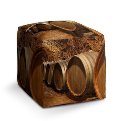 Taburet Cube sudy, hnědá