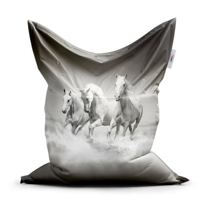 Sedací vak Classic bílí koně - dětský, šedá
