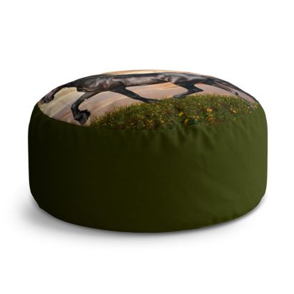 Taburet Circle friský kůň, zelená / hnědá