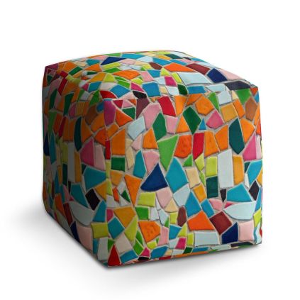 Taburet Cube barevná mozaika, barevná
