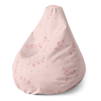 Sedací vak Pear růžové lístky, růžová
