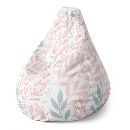 Sedací vak Pear růžové a modré lístky  - dětský, barevná
