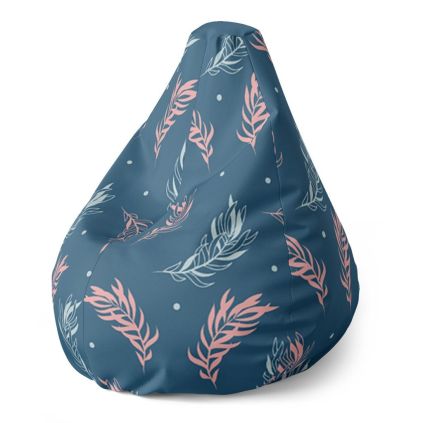 Sedací vak Pear barevná peříčka  - dětský, modrá