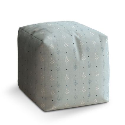 Taburet Cube modré a bílé lístky, šedá