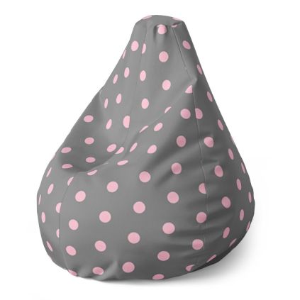 Sedací vak Pear růžové puntíky na šedé - dětský, šedá / růžová