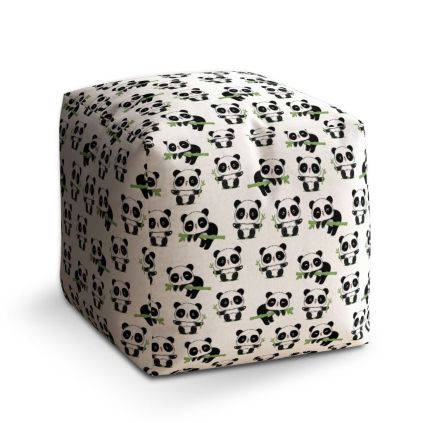 Taburet Cube pandy s větvičkou, bílá / černá
