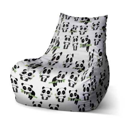 Sedací vak Bean pandy s větvičkou, bílá / černá