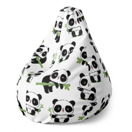 Sedací vak Pear pandy s větvičkou - dětský, bílá / černá