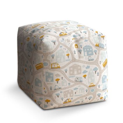 Taburet Cube cestičky s dopravou, barevná
