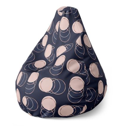 Sedací vak Pear kruhy a puntíky - dětský, béžová / černá