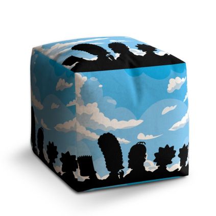 Taburet Cube Cartoon 2, modrá / černá