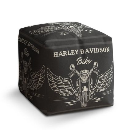 Taburet Cube Harley-Davidson s křídly, černá