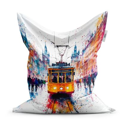 Sedací vak Classic žlutá tramvaj Paint - dětský, barevná
