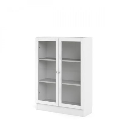 Skříň Bask 79 x 28,3 x 107,2 cm, dveře sklo, bílá