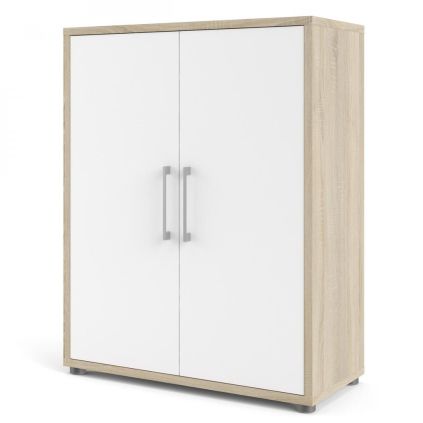 Skříň Modulo 89 x 40 x 113 cm, dveře dřevo, dub sonoma / bílá