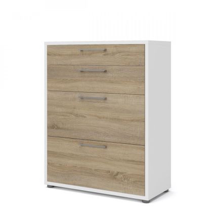 Skříň Modulo 89 x 40 x 113 cm, zásuvky, bílá / dub sonoma