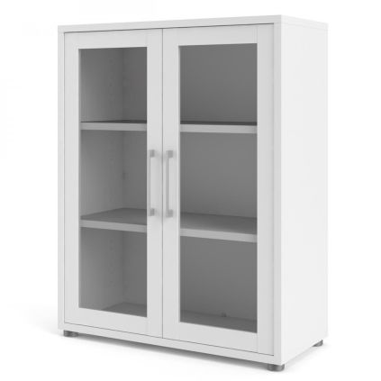 Skříň Modulo 89 x 40 x 113 cm, dveře sklo, bílá / čirá