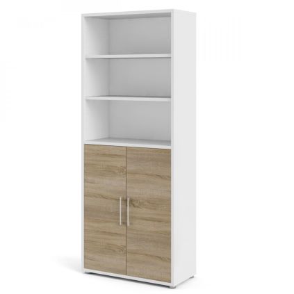 Skříň Modulo 89 x 40 x 221,5 cm, dveře dřevo, bílá / dub sonoma