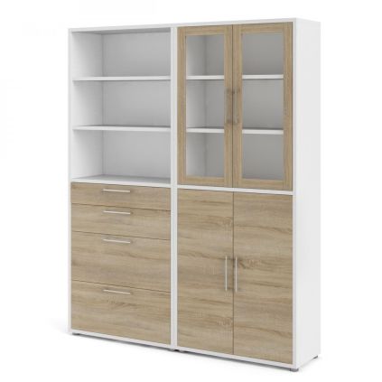 Skříň Modulo 178 x 40 x 221,5 cm, bílá / dub sonoma