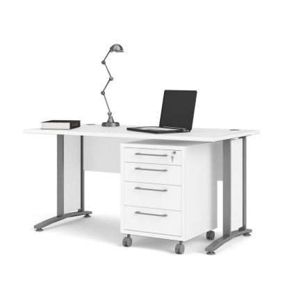 Kancelářský stůl Modulo 150 x 80 cm + kontejner, bílá / šedá