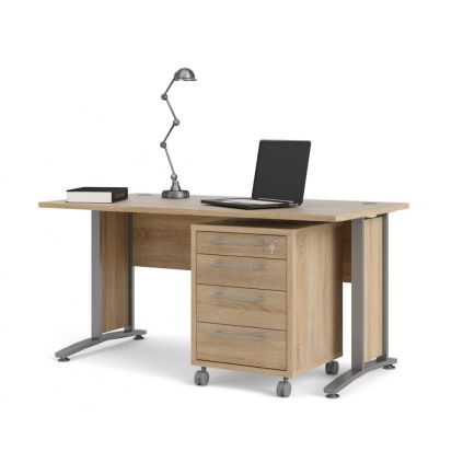 Kancelářský stůl Modulo 150 x 80 cm + kontejner, dub sonoma / šedá