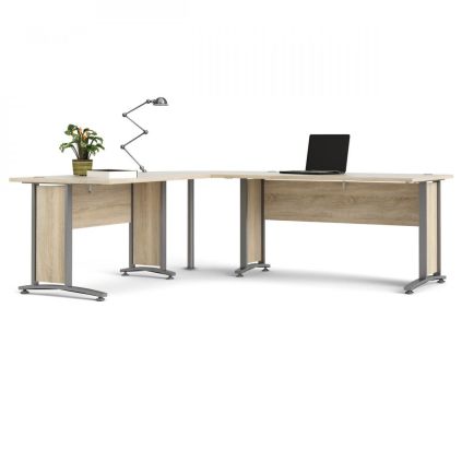 Rohové pracovní místo Modulo 200 x 230 cm, dub sonoma / šedá