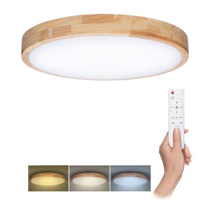 LED stropní světlo s dálkovým ovládáním Solid Oak nastavitelné - průměr 51 cm, hnědá