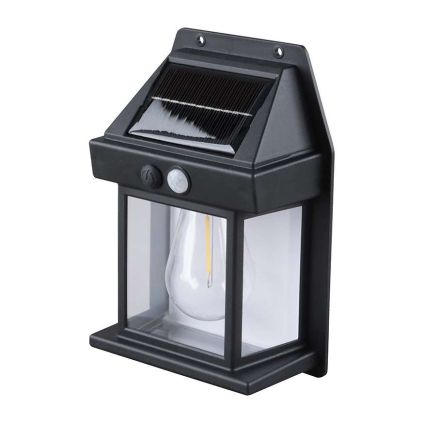 LED solární nástěnné světlo WL918, černá