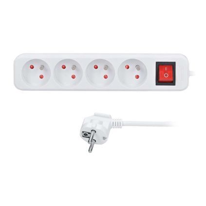 Prodlužovací kabel 4Z - 3m, vypínač, 3x1,5, bílá