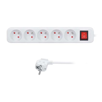 Prodlužovací kabel 5Z - 5m, vypínač, 3x1,5, bílá
