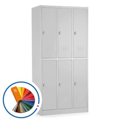 Kovová šatní skříňka - 6 boxů, 90 x 45 x 185 cm, otočný zámek, libovolná RAL