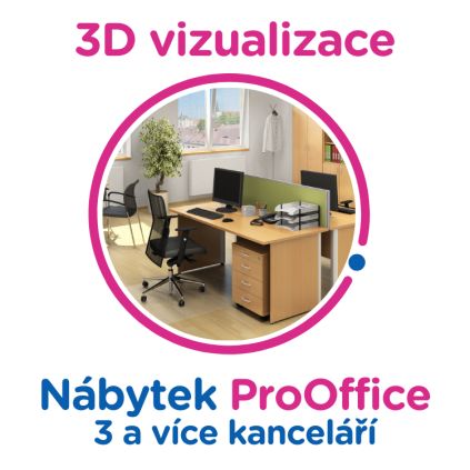 3D vizualizace ProOffice: 3 a více kanceláří, 12 a více prac. míst