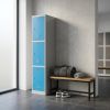 Kovová šatní skříňka - 3 boxy, 38 x 45 x 185 cm, otočný zámek, modrá - ral 5012