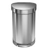 Půlkulatý pedálový koš 45 l, matná ocel, nerez