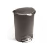 Půlkulatý pedálový koš 50 l, šedý plast, šedá