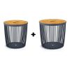 Set 2 univerzálních košů s bambusovým víkem, 25 + 35 l, přírodní dřevo / antracit