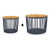 Set 2 univerzálních košů s bambusovým víkem, 50 + 100 l, přírodní dřevo / antracit