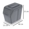Set košů na tříděný odpad, 3 x 20 l, šedá